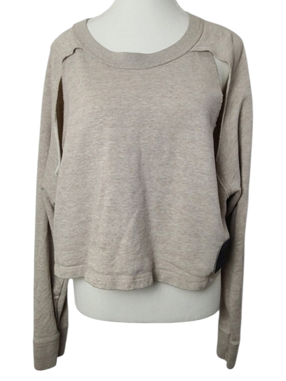 Ivy Park Cream Crewneck Sweater Cutaway Raglan Seam Women’s L Neutral Athleisure